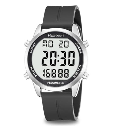 Hearkent Pedometer Watch for Walking for Senior Step Counter Watch - color: Black