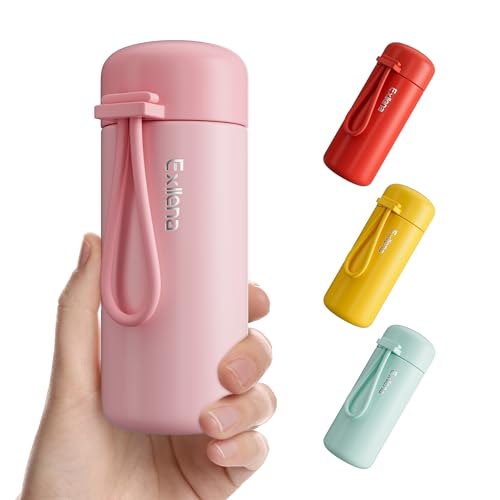 Exllena Mini Water Bottle 5oz, Small Insulated Water Bottle for Hot&Cold Drinks, Water Bottle Purse with Carry Handle - 100% Leakproof Perfect for School, Travel...(Pink) - color: Pink, size: 5.1 Ounces