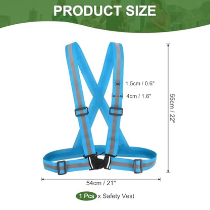 PATIKIL Reflective Safety Vest, Hi-Vis Safety Vests, Adjustable High Visibility Reflective Strips for Outdoor Jogging - color: Sky Blue