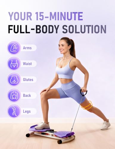 Waist Twister Machine Exercise, Ab Twist Board with Smart LED Digital Counter, Supports 300 lbs, Noiseless, Anti-Slip, Compact Portable for Home Gym Workout Equipment (Deep Purple)