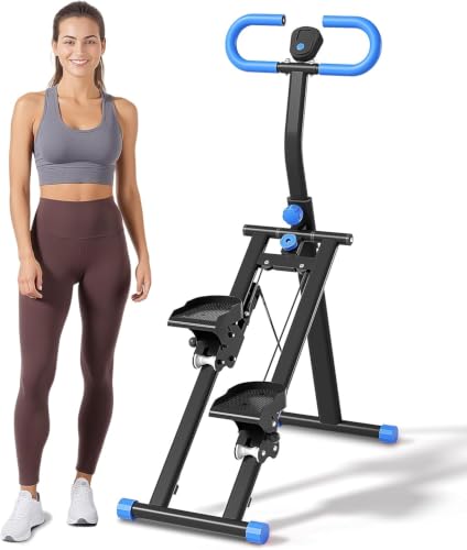Stair Stepper for Home, Folding Vertical Stair Stepper Machine for Full Body Workout, Portable Stepper Exercise Machine with Handlebar & Digital Monitor, Step Climber Fitness Equipment - color: Blue, size: 49 IN