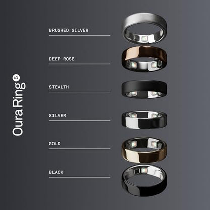 Oura Ring 5 - Stealth - Size 8 - Smart Ring Health Tracker - Sleep, Activity, Women's Health, AI Advisor, 1 Week Battery Life, Oura App, Android & iOS Compatible - color: Stealth, size: 8, style: Ring
