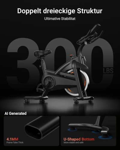 Exercise Bike,Brake Pad Stationary Bike for Home with 0-100 Resistance & App, Silent Belt Drive Stationary Workout Bike for Home with Comfort Seat, Low Noise Indoor Cycling Bike with Heart Rate / Tablet & Bottle Holder