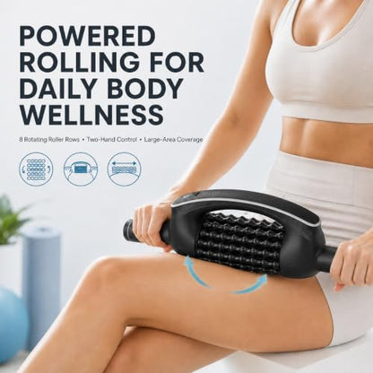 Lymphatic Drainage Massager with 8 Rotating Rollers – Electric Body Massage Roller for Legs, Arms, Stomach & Back – Rechargeable Deep Tissue Massager for Circulation, Recovery & Daily Wellness