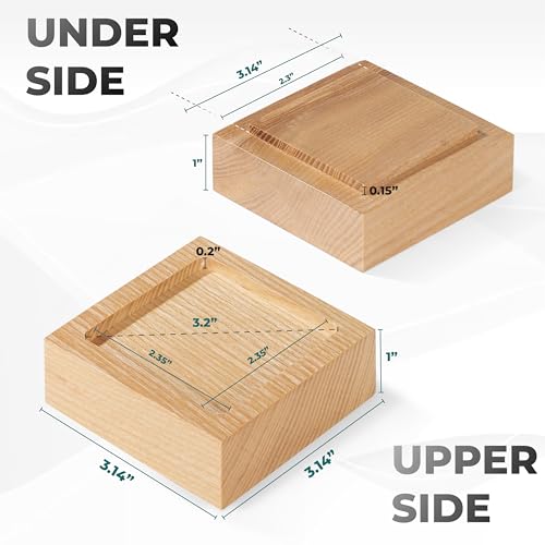 Bed Risers, Furniture Risers (Set of 8-Height 1") Can be Adjusted to 2'' 3''or 4'', Lifts Furniture Risers, Solid Natural Wood Risers, Non-Slip Recessed Hole (Square-Natural Color) - color: Square-natural Color