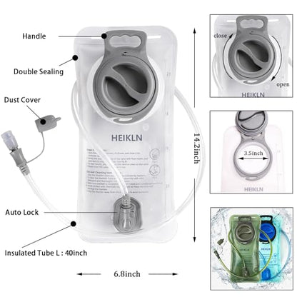 HEIKLN Hydration Bladder 1.5L-2L-2.5L-3L,Leak Proof Water Reservoir, BPA Free Military Water Storage Bladder Bag Hydration Pack Replacement Easy Clean for Bicycling Hiking Camping Hunting Running - color: 2L Blue White