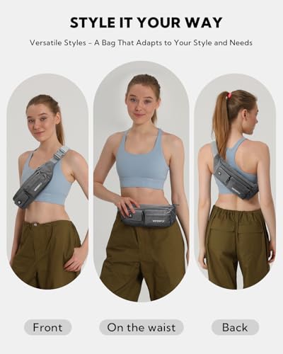 WATERFLY Small Crossbody Fanny Pack, Slim Waist Bag Chest Pouch Gray - color: Gray