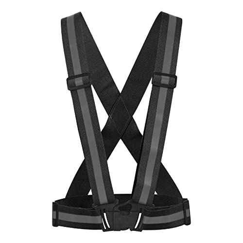 MECCANIXITY Reflective Vest Adjustable 360 Degree High Visibility Safety Vest for Cycling Running Walking - color: Black