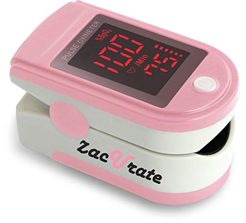 Zacurate Pro Series 500DL Fingertip Pulse Oximeter Blood Oxygen Saturation Monitor with Silicone Cover, Batteries and Lanyard (Blushing Pink) - color: Blushing Pink