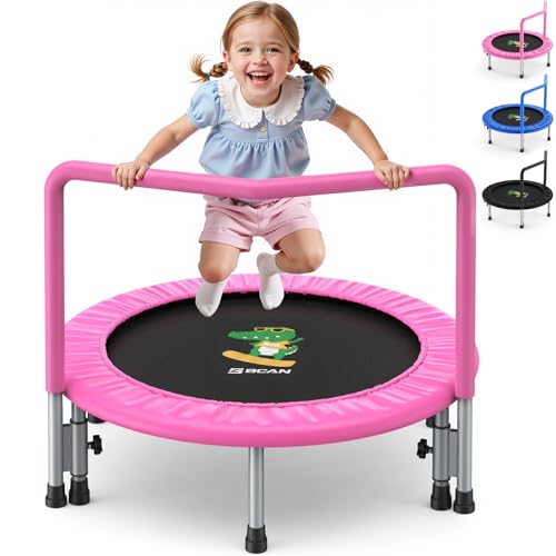 BCAN SP1 36'' Kids Toddler Trampoline Indoor, Foam Handle | FED Fitness - color: Pink