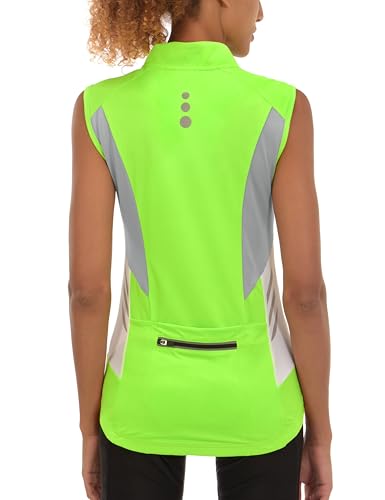 Little Donkey Andy Women's Half Zip Breathable Cycling Vests Reflective Sleeveless Jerseys Shirts Golf 4 Rear Pockets - color: Upgraded Fluorescent Yellow, size: Small