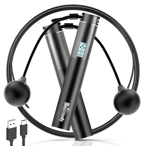 Smart Jump Rope with Bluetooth App & Counter, Black