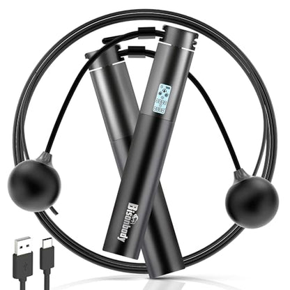 Smart Jump Rope with Bluetooth App & Counter, Black
