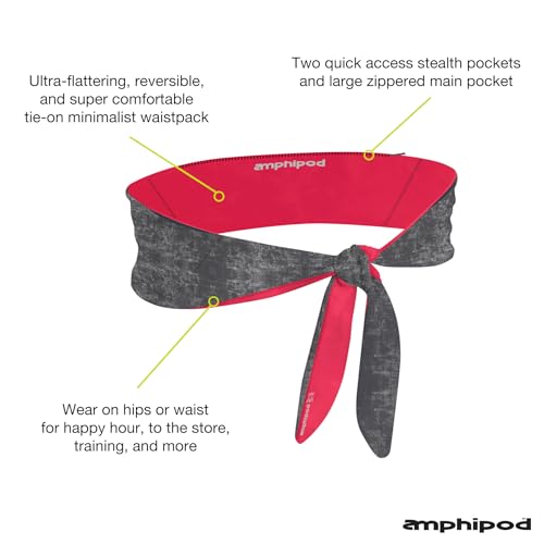 Amphipod TieNgo Stash Belt, Storage Waistpack for Running - OS - color: Scratch Pink/Gray