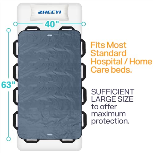 Bed Positioning Pad with Reinforced Handles 63" x 40" Washable Patient Transfer Slide Sheet for Body Lifting, Turning, Repositioning, for Elderly, Incontinence, Caregiver, Gray - color: Gray
