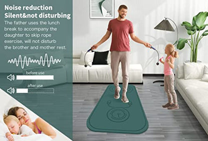 Jump Rope Mat Shockproof Exercise Skipping Mat All-Purpose Extra Thick High Density Anti-Tear Exercise Yoga Mat, Non Slip for Indoor and Outdoor - color: Green