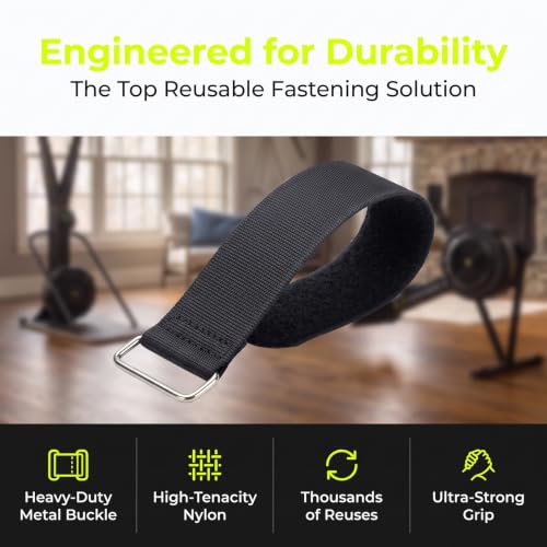 1 Pair 20 Inch/50 cm Adjustable Oxford Fabric Foot Straps, Universal Secure Pedal Hold Bands for Elliptical Rowing Machine, Portable Replacement Straps for Home Gym Under Desk Leg Cardio