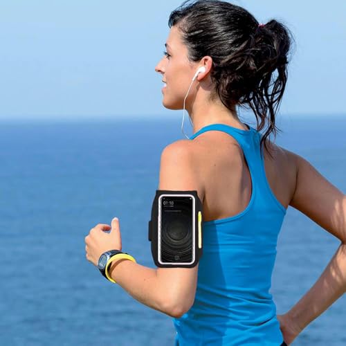 Universal Sports Armband with Touchscreen Window, Adjustable and Waterproof for Running, Jogging, and Fitness Activities(Black 6.5in)