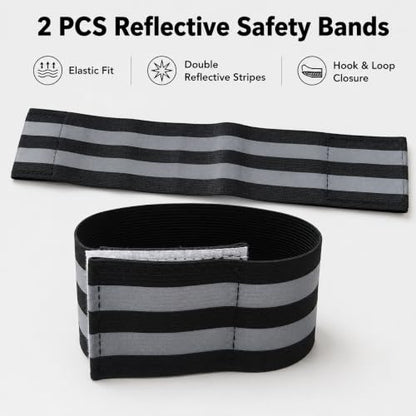 2 PCS Ultra-Reflective Arm Bands Leg Straps for Cycling Adjustable Elastic Safety Wristband for Running Jogging Motorcycle Night Visibility Gear Unisex Black - color: Black