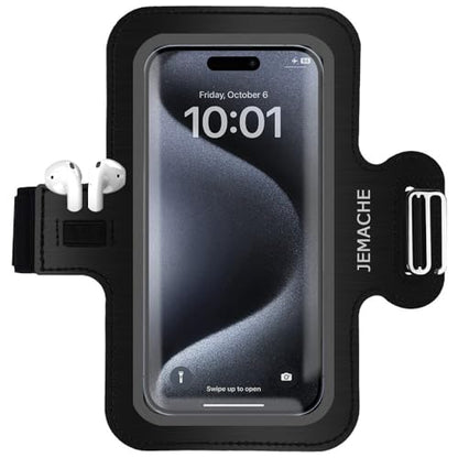 Slim Running Phone Armband for iPhone 17 16 15 14 Pro Max, Samsung Galaxy S26 S25 S24 S23 Ultra/Plus with Earphone Holder (Black, S) - color: Black, size: S