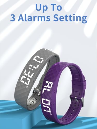Non-luetooth Led Fitness Tracker Watch No App No Phone Required Fitness Watch Pedometer Watch with Steps Calories Sleep Tracker Alarm Clock for Man Women - color: Purple