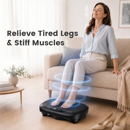 Natini Vibration Plate Exercise Machine, 990 Speed Levels Whole Body Vibrating Plate for Lymphatic Drainage, Home Workout Equipment with Resistance Bands, Remote, 330 lbs Capacity for Home Gym - color: Black