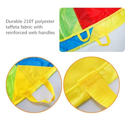 Sonyabecca Parachute, Play Parachute 24ft with 16 Handles for Kids Cooperation Group Play (24 Feet) - size: 24FT with 16 Handles