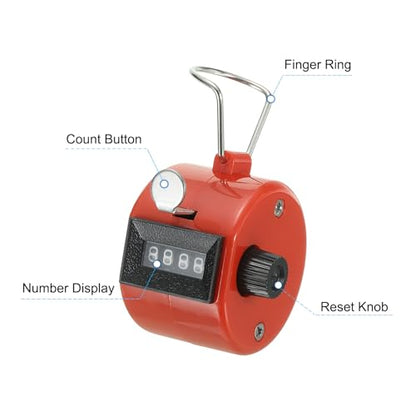 PATIKIL Clicker Counter, Handheld Tally Counter Mechanical Click Pitch Counter for Coaching Knitting, Golf, Lap, Fishing - color: Red