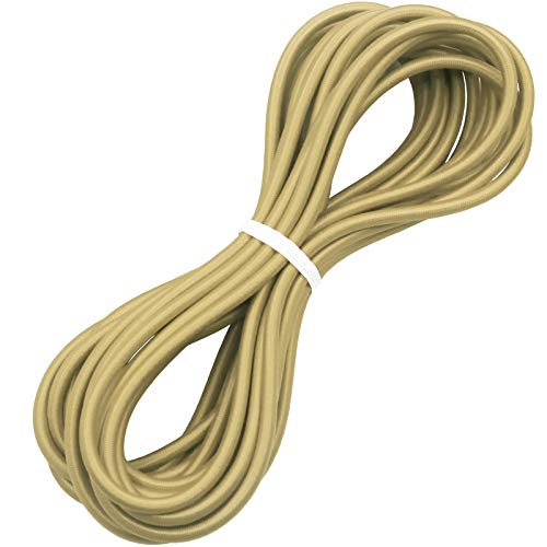1/4" Elastic Bungee Shock Cords, 50 Feet Marine Grade Kayak Heavy Stretch String Rope & Tie Down Trailer Straps for DIY Projects Tan - color: Tan, size: 1/4" x 50'