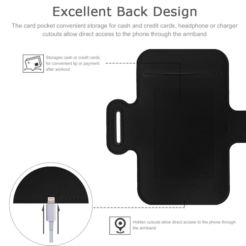 Slim Running Phone Armband for iPhone 17 16 15 14 Pro Max, Samsung Galaxy S26 S25 S24 S23 Ultra/Plus with Earphone Holder (Black, S) - color: Black, size: S