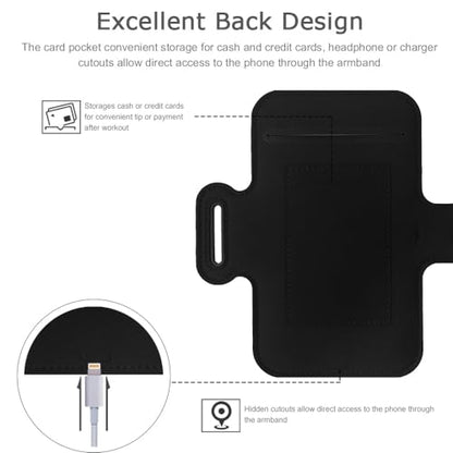 Slim Running Phone Armband for iPhone 17 16 15 14 Pro Max, Samsung Galaxy S26 S25 S24 S23 Ultra/Plus with Earphone Holder (Black, S) - color: Black, size: S