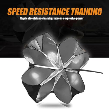 Running Parachute for Speed Training, 56 inch Resistance Parachute for Athletes, Sprinting & Football Training Equipment with Adjustable Waist Belt, Drag Chute to Improve Velocity & Explosive Power - color: Black-Velcro belt