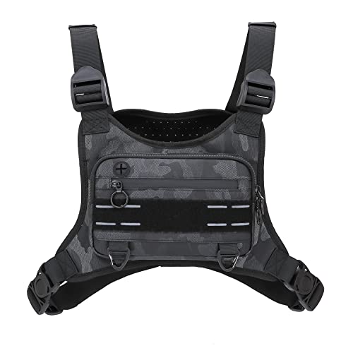Muserise Sports Chest Bag For Men Women, Water Resistant Lightweight Front Chest Pack, Running Vest Bag With Built-In Phone Holder & Extra Storage For Workouts, Running, Cycling (Camo) - color: Camo