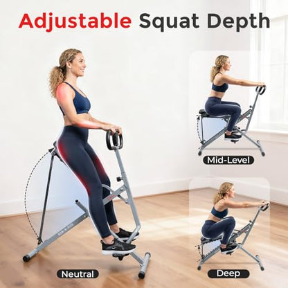 Sunny Health & Fitness Row-N-Ride Squat Assist Trainer for Home Exercise - color: Grey