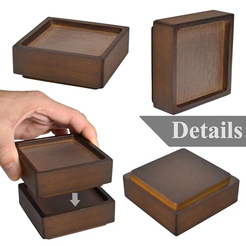 Wood Bed Risers, Heavy Duty Wood Blocks, 1 inch Stackable to 2 inch 3 inch 4 inch High, Furniture Risers for Couch Sofa Cabinet Ottoman End Table (4 pcs Square) - color: 4 Pcs Square