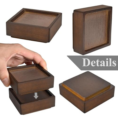 Wood Bed Risers, Heavy Duty Wood Blocks, 1 inch Stackable to 2 inch 3 inch 4 inch High, Furniture Risers for Couch Sofa Cabinet Ottoman End Table (4 pcs Square) - color: 4 Pcs Square