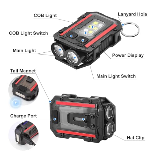 SUNPRO Mini Keychain Flashlight 8 Modes Pocket Flash Light(1, Black)