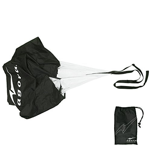 AGORA Sports Training Resistance Parachute for Football, Soccer, and Fitness Exercise Workout - 48" Diameter Parachute Adds 15-30 lbs of Resistance - Black