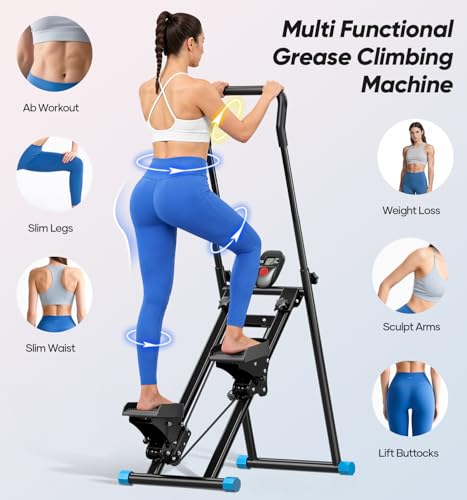 3-Level Adjustable Cardio Stair Stepper for Home, Folding Vertical Stair Stepper with Non-Slip Pedals & LCD Monitor, Portable Stair Stepper with Resistance & Handlebar, Supports 350 LBS, Unisex - size: Basic