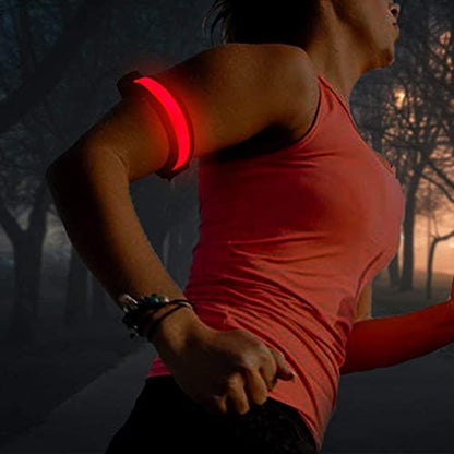 Reflective Running Gear LED Armband Rechargeable - color: Red Black