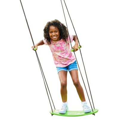 Swurfer Kick Stand Up Surfing Tree Swing Outdoor Swings for Kids Up to 200 Lbs - Hang from Up to 10 Feet High - Includes 24" SwingBoard, UV Resistant Rope, & Handles - color: Green