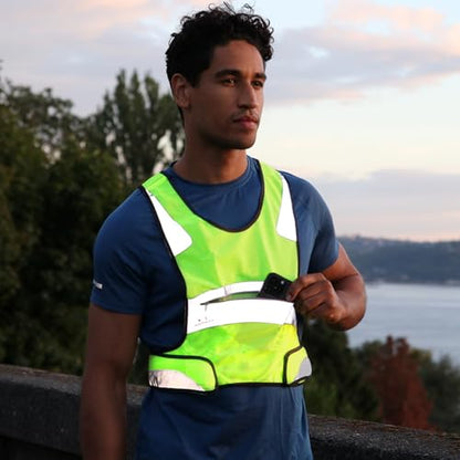 Amphipod Full-Visibility Reflective Vest, Outdoor Safety Running Gear - color: Hi-viz Green, size: Large