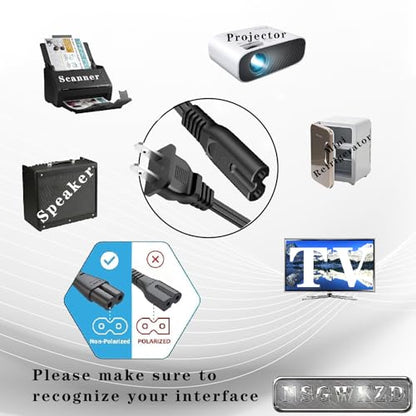 Power Cord Charging for Under Desk Elliptical Machine, fit for YOSUDA, GUGTTR, WESTIONC, ANCHEER 2 Prong AC Charger Cable 6.6 FT