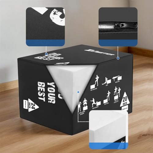 Zoomster 3-in-1 Plyometric Jump Box, Box Jumps for Home Gym - size: 20 X 24 X 30inch
