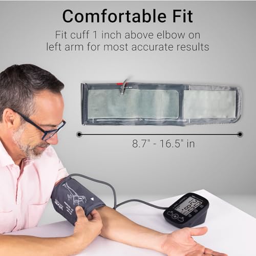Vive Precision Automatic Blood Pressure Machine - Upper Arm Digital Pulse BP Monitor- Accurate Heart Rate Sensor for Home Use - Portable BPM with Large LCD Display - Heartbeat Monitoring System Kit