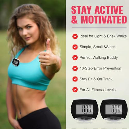 Weewooday Pedometer for Walking Steps and Miles Simple Pedometer Clip on with Large Digital Display Portable LCD Step Counter Bulk Gift for Women Men Adults - color: Black