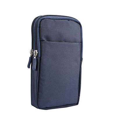 Men's Smartphone Waist Bag Zipper Mobile Phone Holster Waist Pouch Wallet with Carabiner Belt Loop for Outdoor Sport Travel - color: Blue
