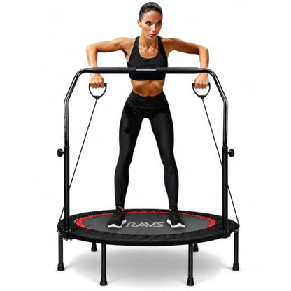RAVS 40/48" Foldable Rebounder Trampoline for Adults, Handlebar, Indoor - size: 40-inch