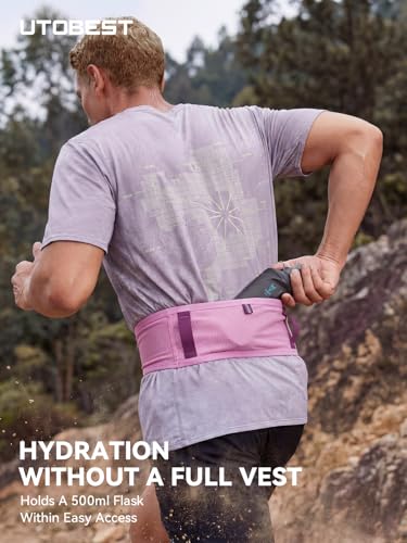 UTOBEST Running Belt for Men & Women, No Bounce Running Waist Pack, B7 Pro - color: Pink, size: L(32.2-33.8")