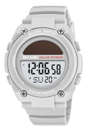 FANMIS Men's Solar Digital Sports Watch 50M Water Resistant Military Watch - color: Gray
